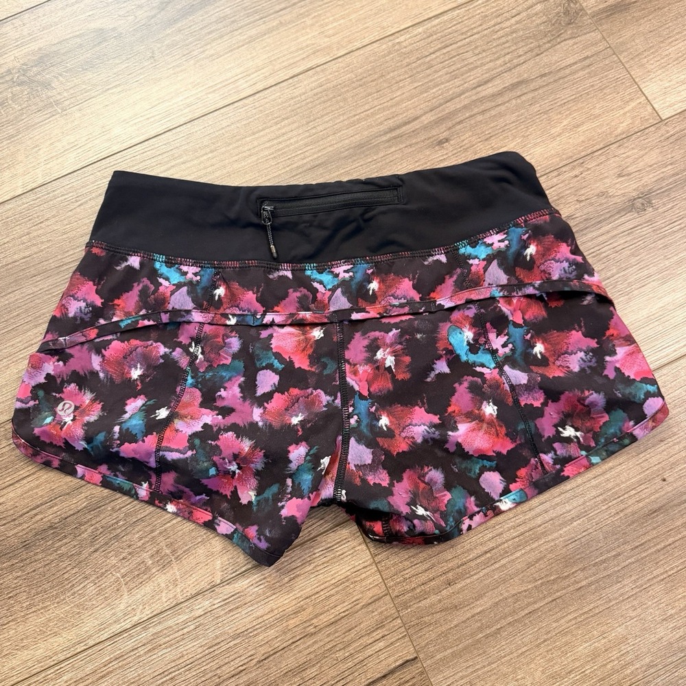 Lululemon Speed Up Low Rise Shorts 3" - Sz 4 Lined Zip Pocket Multicolor - Picture 2 of 5